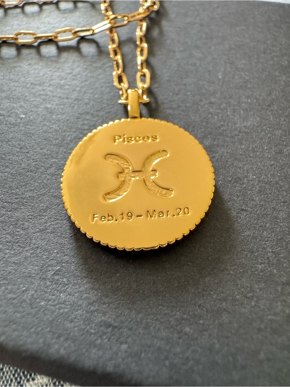 Gold Pisces Zodiac Pendant Necklace - Unbranded